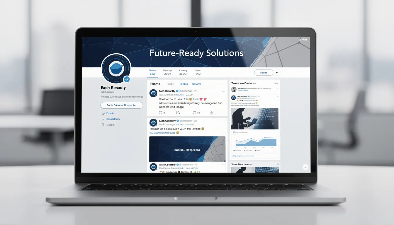 The image showcases a well-designed business Twitter profile featuring a professional logo and an engaging header image, emphasizing the importance of a strong brand identity in a Twitter marketing strategy. This profile serves as a powerful tool for customer engagement and increasing brand visibility among the target audience.