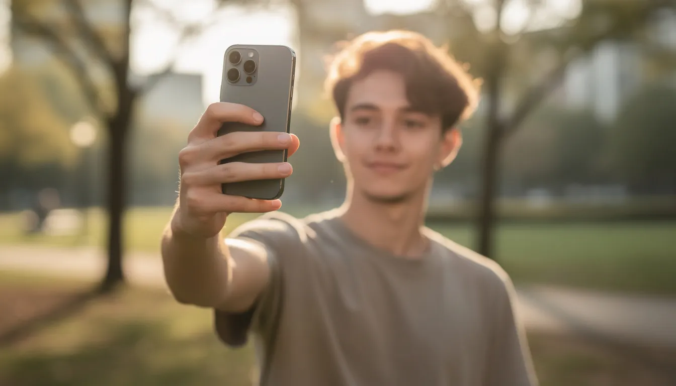 A person is outdoors filming vertical video content with a smartphone, capturing engaging moments for their social media presence. This activity highlights the importance of video ads in ad campaigns, allowing advertisers to connect with their target audience effectively.