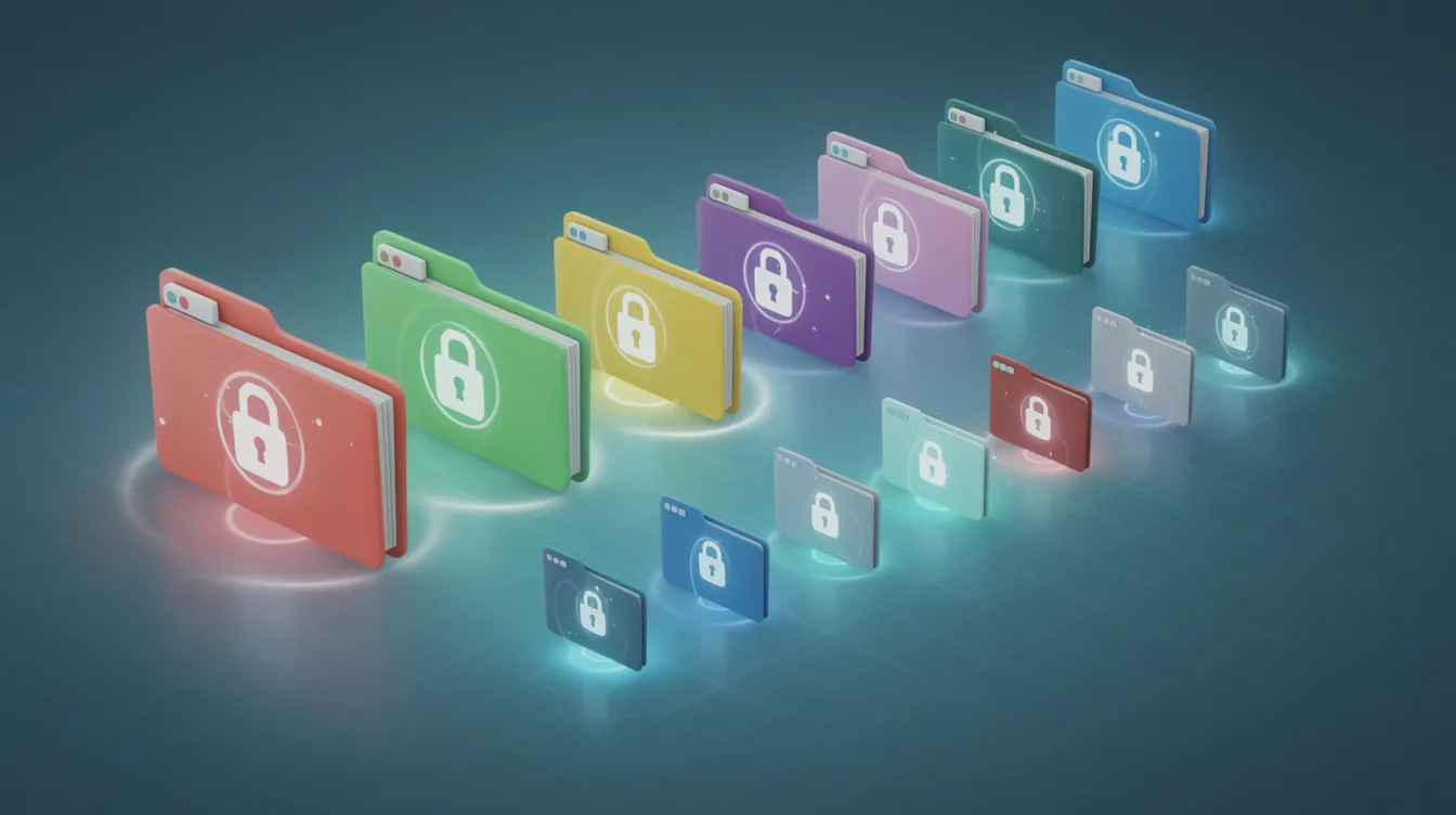 The image depicts a collection of digital files and folders, each adorned with lock symbols, symbolizing the security of user credentials and login information for accounts like Twitter. This visual representation emphasizes the importance of protecting access to personal data and preventing account takeovers.