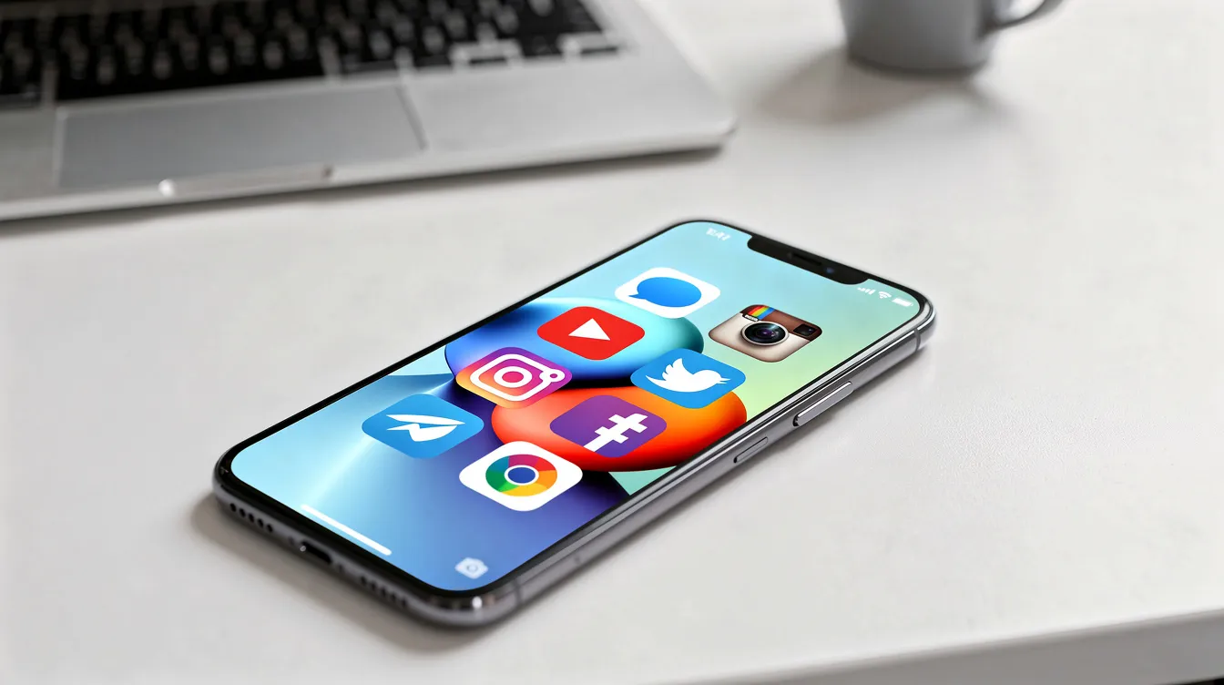 The image shows a smartphone screen filled with various social media app icons, including the iconic blue bird logo of Twitter, now known as X Corp. This visual representation highlights the diverse social media platforms that facilitate user engagement and public conversation in today's digital landscape.