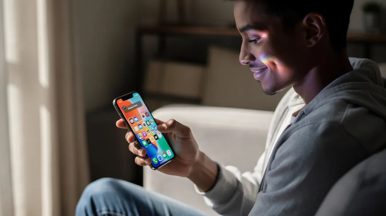 A person is holding a smartphone and checking their social media notifications, likely engaging with major social media platforms to enhance their social media presence. The screen displays various updates, suggesting a focus on gaining more followers and real engagement through consistent posting and genuine interactions.