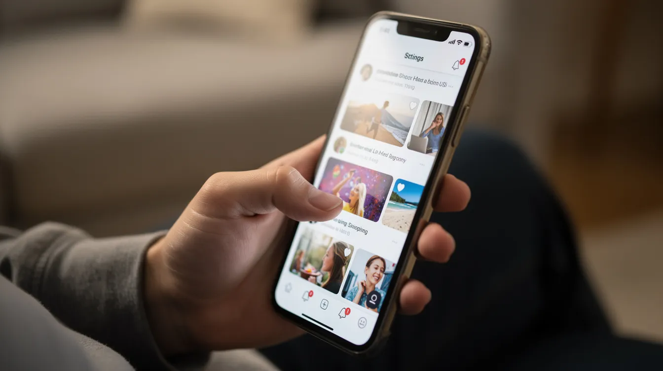A person is intently scrolling through a social media timeline on their phone, engaging with multiple tweets and considering the tweet character limit for their next post. The screen displays a variety of content, including images and emojis, typical of social media platforms like Twitter.