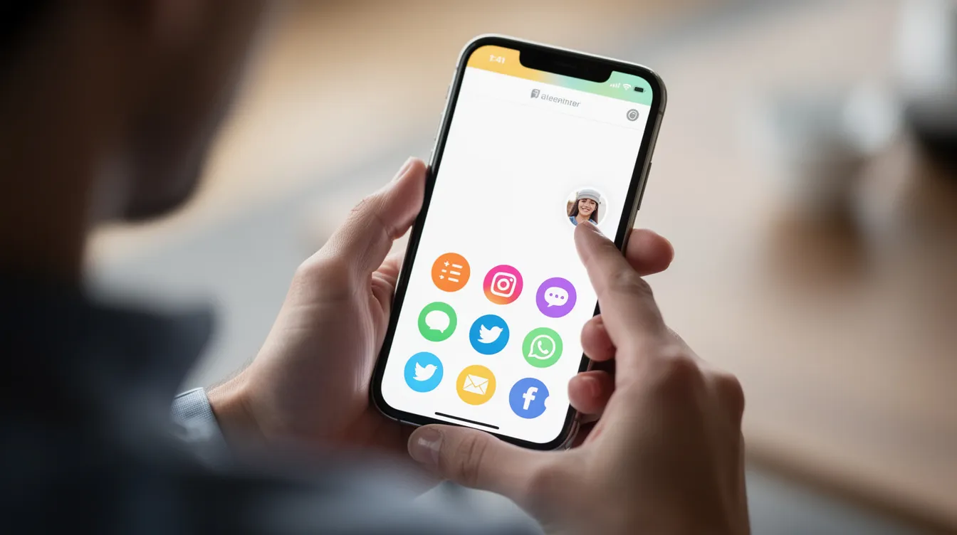 A person is holding a smartphone displaying a social media app, where they are tapping on a profile avatar in the corner of the screen. This action suggests they may be managing multiple accounts or looking to create a second Twitter account.